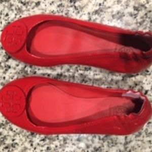Tory Burch Minnie Patent Travel Ballet Flat - Red